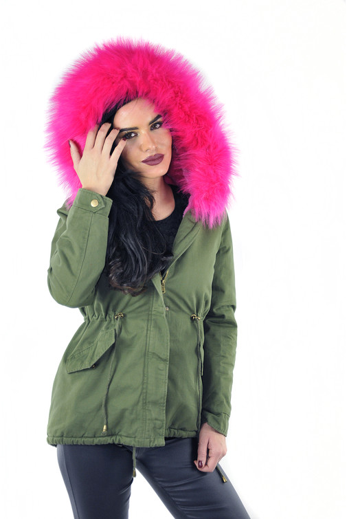 Parka aus Baumwolle mit Kunstpelz und Kunstfellfutter